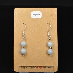 Boucles d'oreilles pendantes en perles 6-7 mm - Angélite (anhydrite)