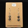 Boucles d'oreilles pendantes en perles 6-7 mm - Obsidienne neige