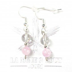 6-7 mm pearl drop earrings - Kunzite & rock cristal