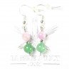 6-7 mm pearl drop earrings - Kunzite & aventurine