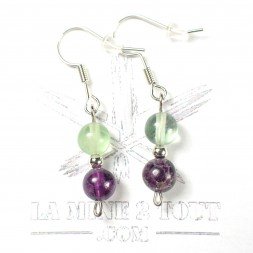 Boucles d'oreilles pendantes en perles 6-7 mm - Fluorine