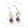 Boucles d'oreilles pendantes en perles 6-7 mm - Fluorine