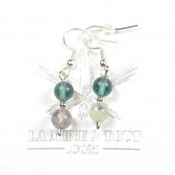 Boucles d'oreilles pendantes en perles 6-7 mm - Fluorine