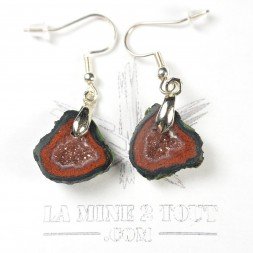 Dangle earrings made from mini geodes from Mexico