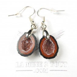 Boucles d'oreilles pendantes en mini géode du Mexique