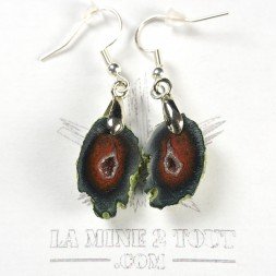 Boucles d'oreilles pendantes en mini géode du Mexique