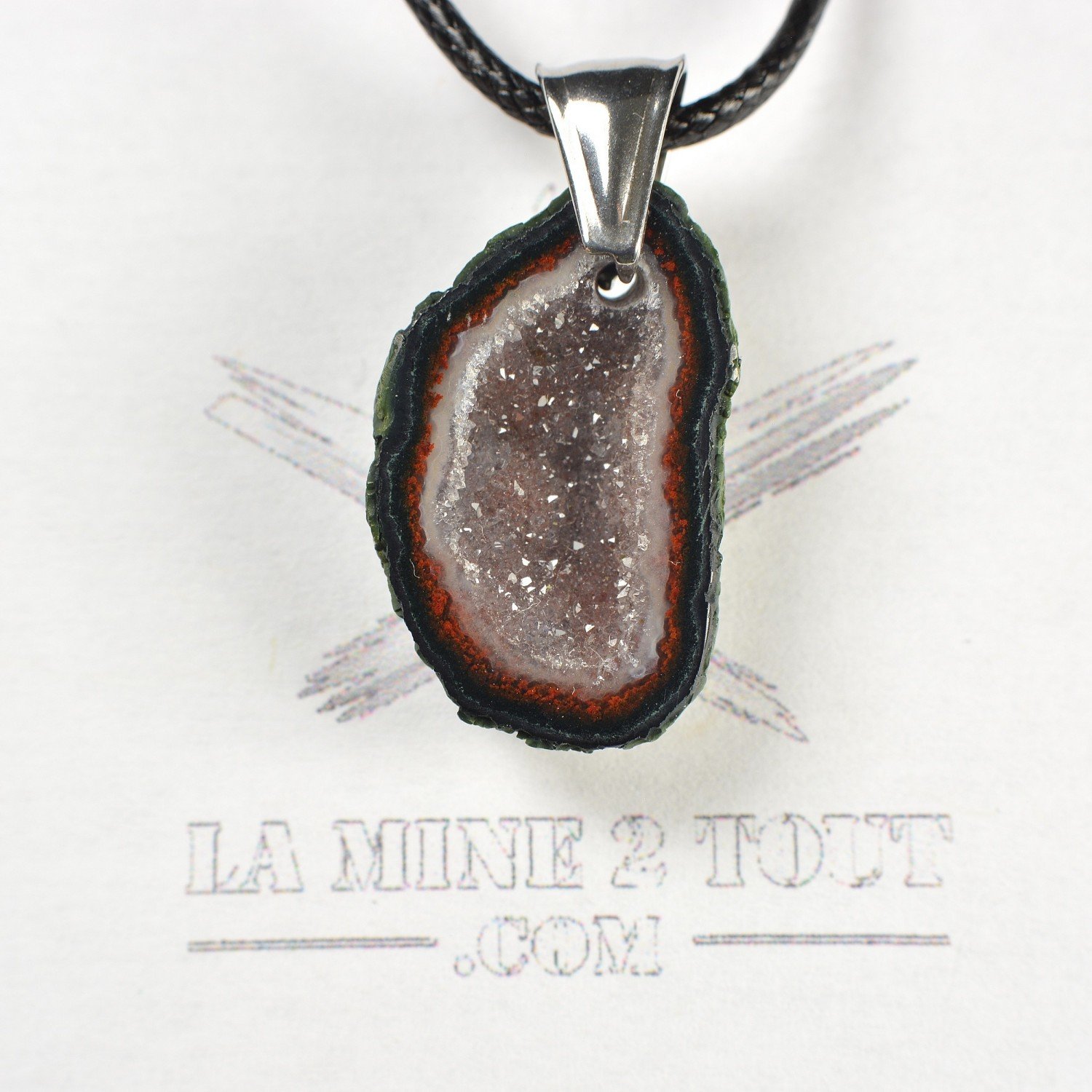 Pendant made from mini geode from Mexico
