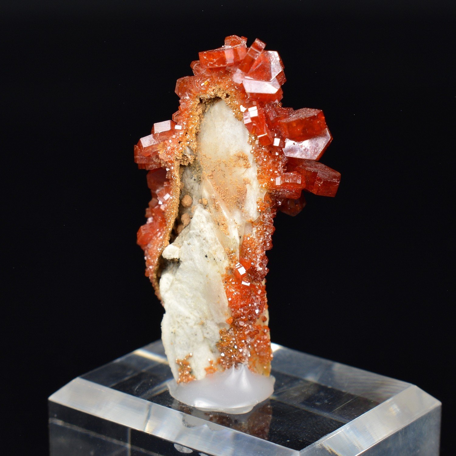 Vanadinite on barite – Mibladen mining district, Morocco
