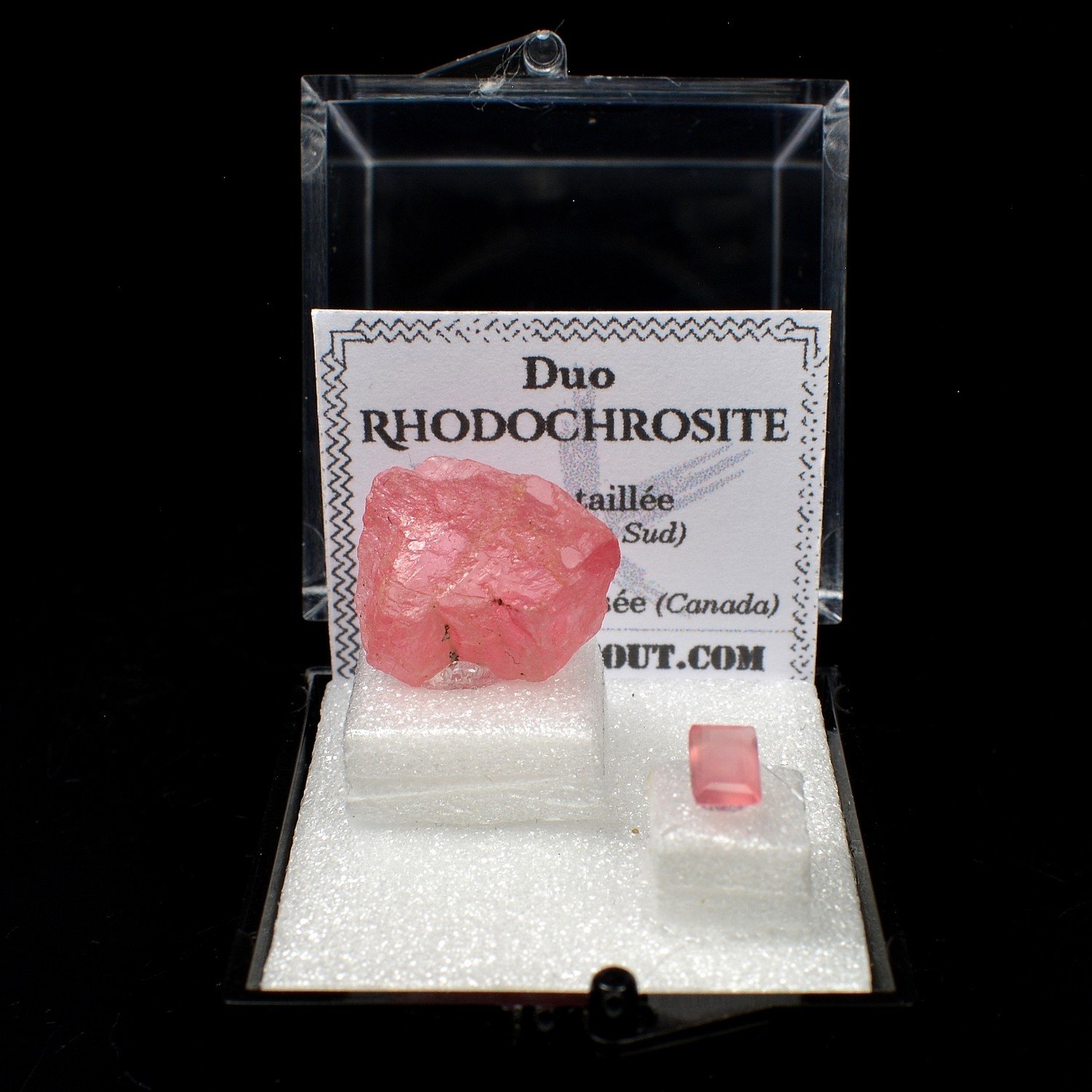 Rhodochrosite - DUO pierre taillée et pierre cristallisée Rhodochrosite - DUO pierre taillée et pierre cristallisée