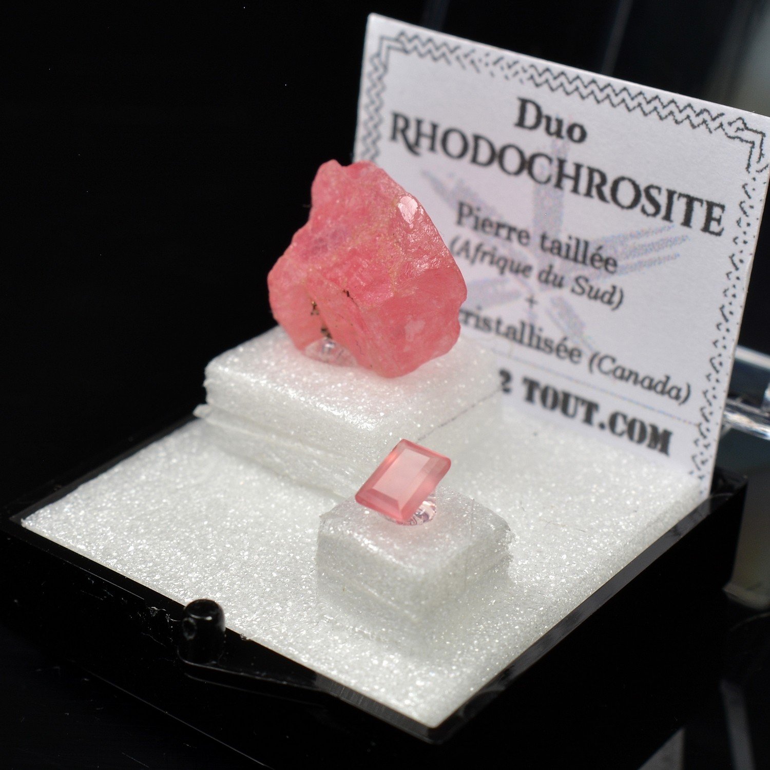 Rhodochrosite - DUO cut stone and crystallised stone Rhodochrosite - DUO cut stone and crystallised stone