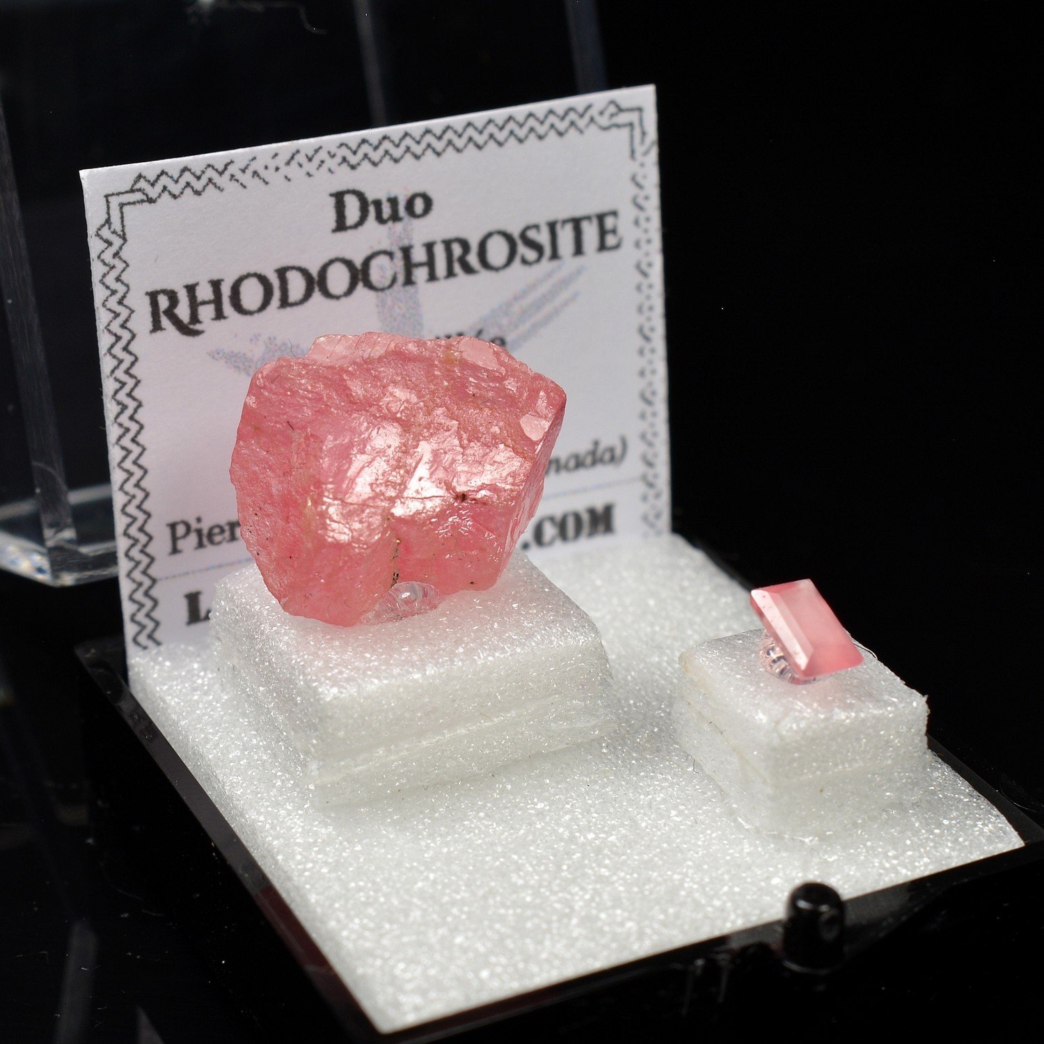 Rhodochrosite - DUO pierre taillée et pierre cristallisée Rhodochrosite - DUO pierre taillée et pierre cristallisée
