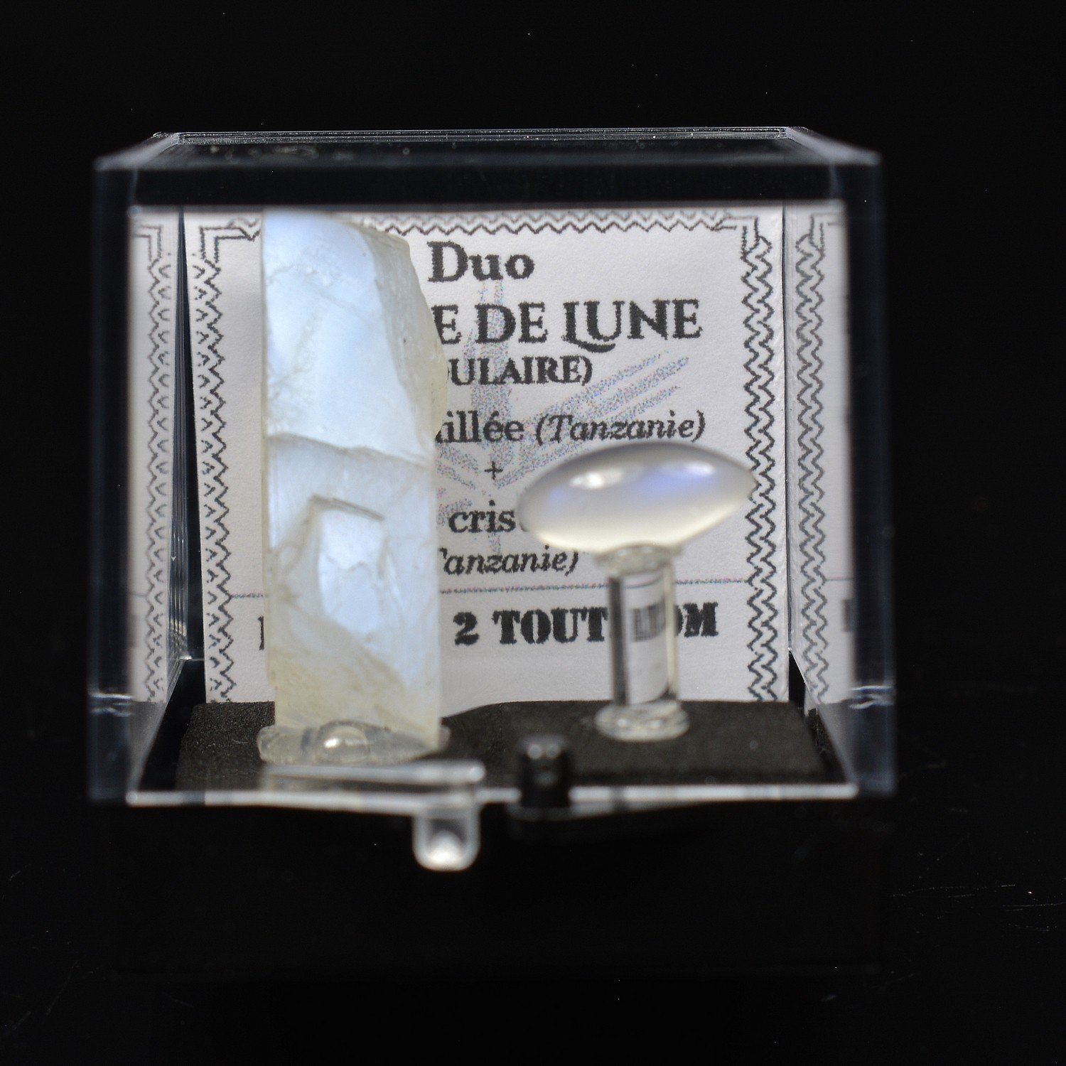 Moonstone (Adularia) - DUO Cut Stone and Crystallized Stone Moonstone (Adularia) - DUO Cut Stone and Crystallized Stone