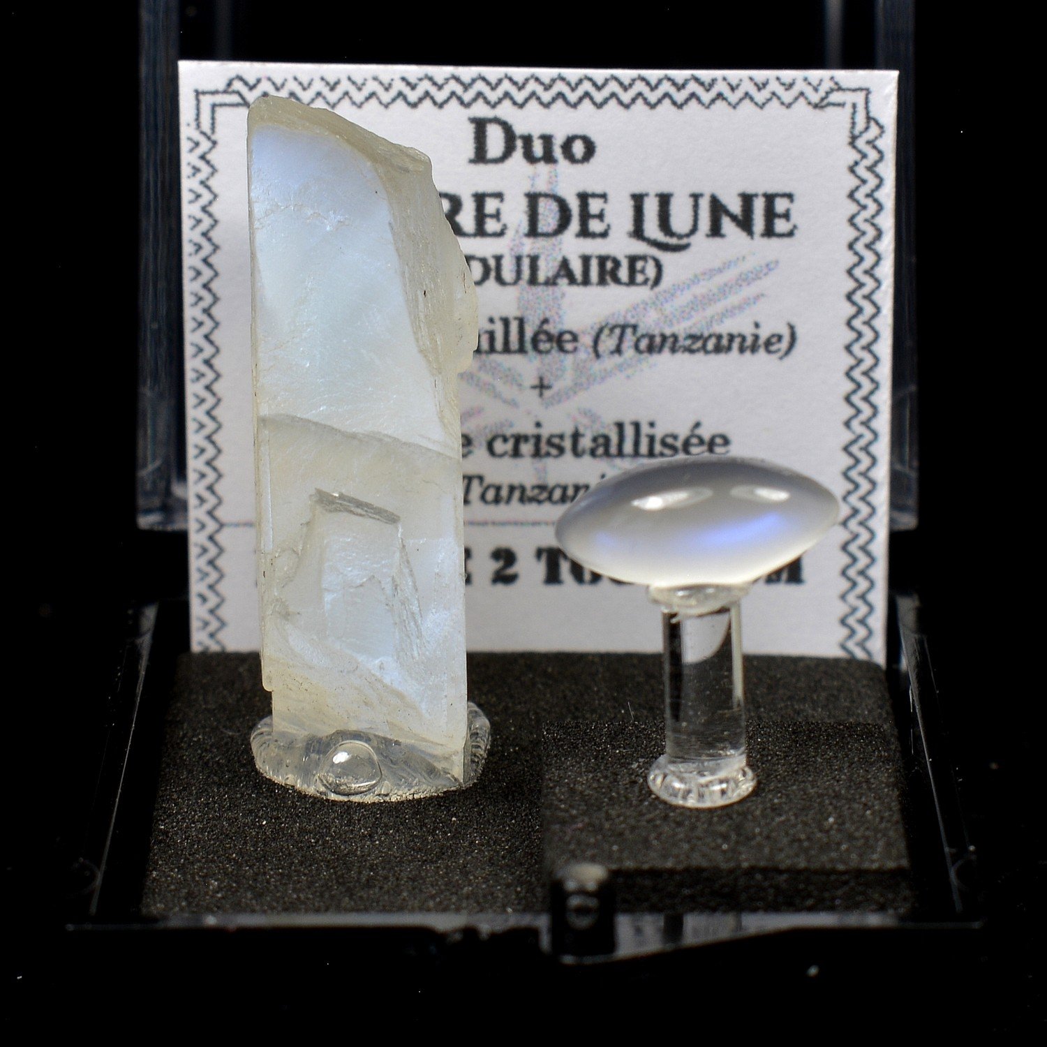 Moonstone (Adularia) - DUO Cut Stone and Crystallized Stone Moonstone (Adularia) - DUO Cut Stone and Crystallized Stone