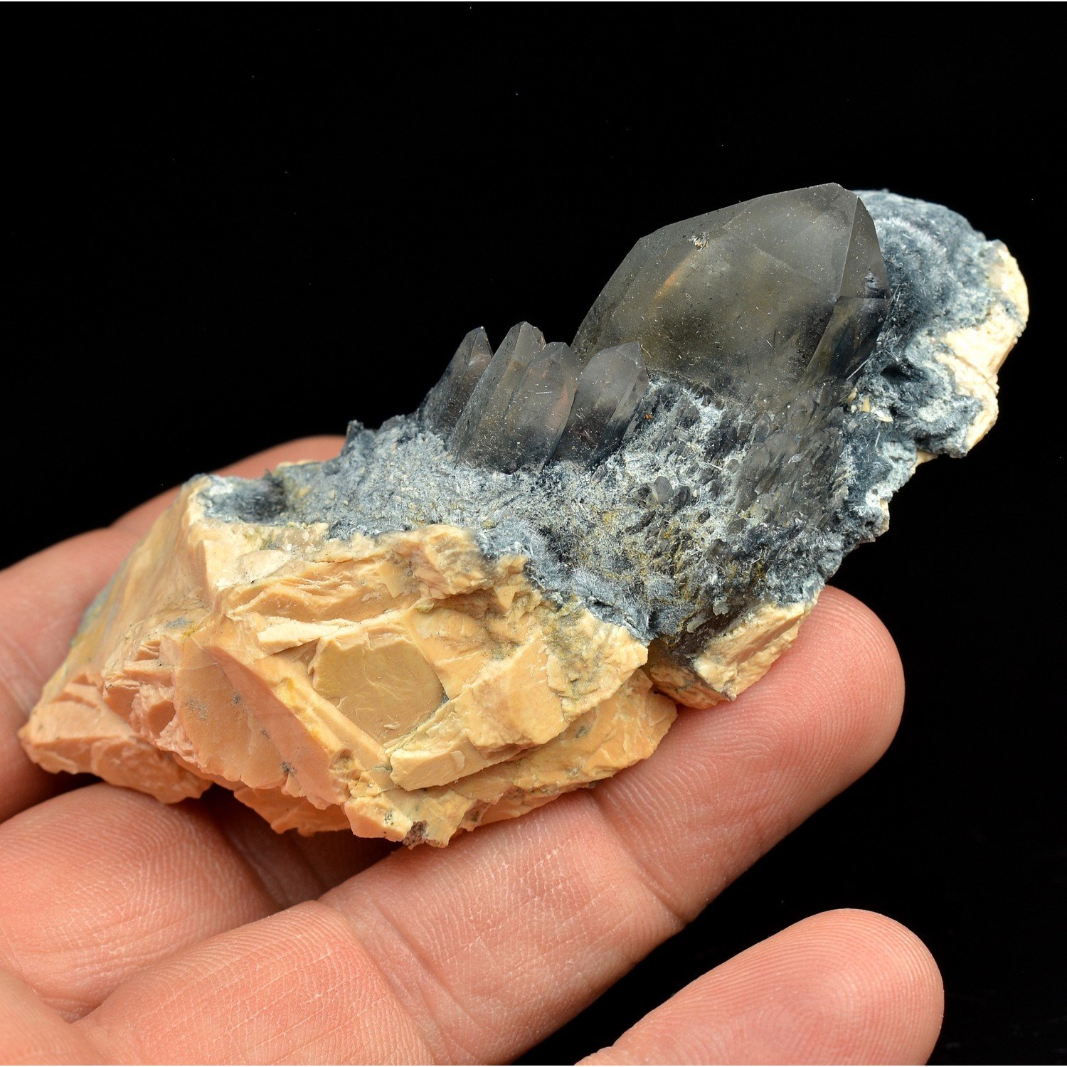 Foitite and Quartz on Orthose - Erongo Mountains, Namibia Foitite and Quartz on Orthose - Erongo Mountains, Namibia