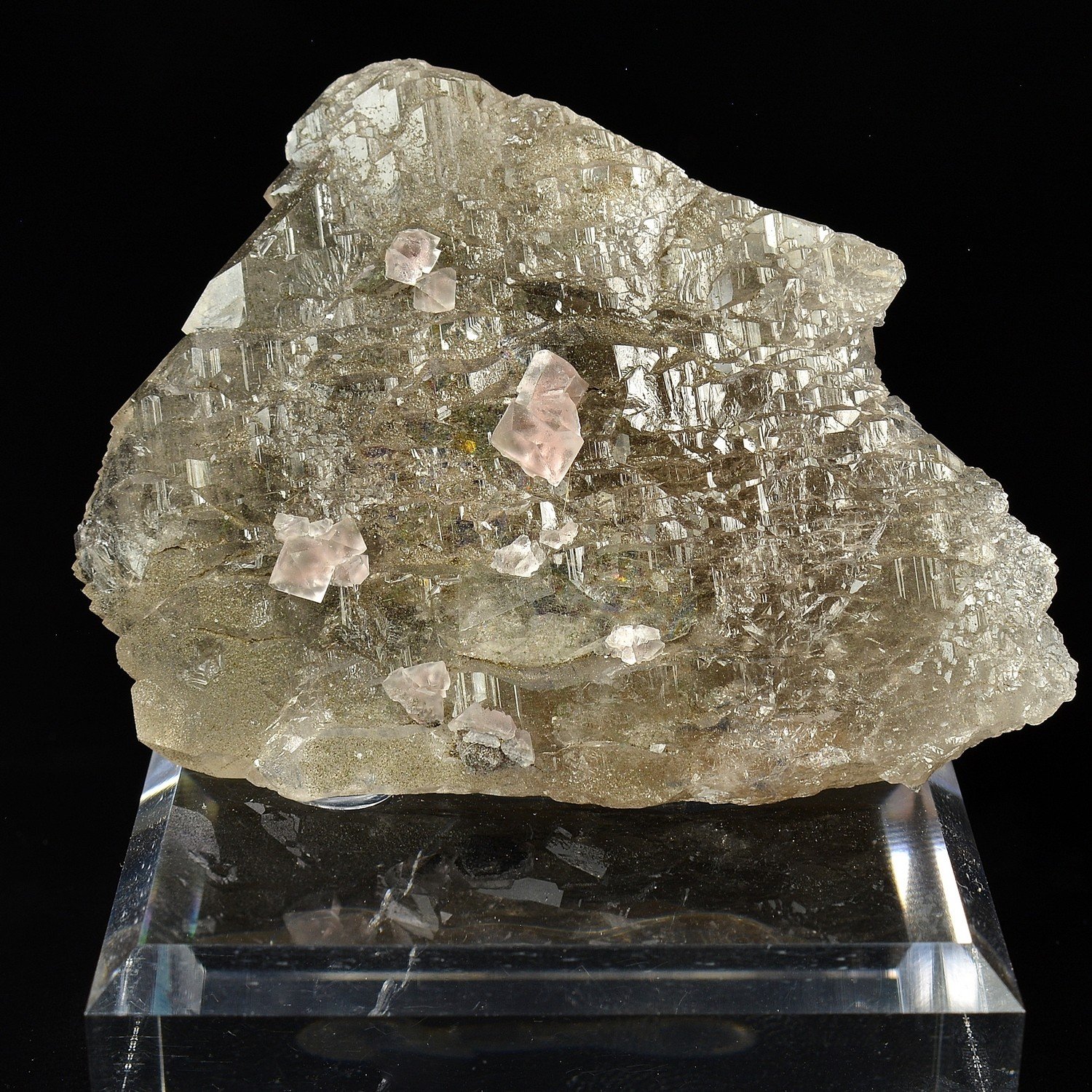 Pink Fluorite on Quartz - Aiguille du Moine, Haute-Savoie, France Pink Fluorite on Quartz - Aiguille du Moine, Haute-Savoie, France