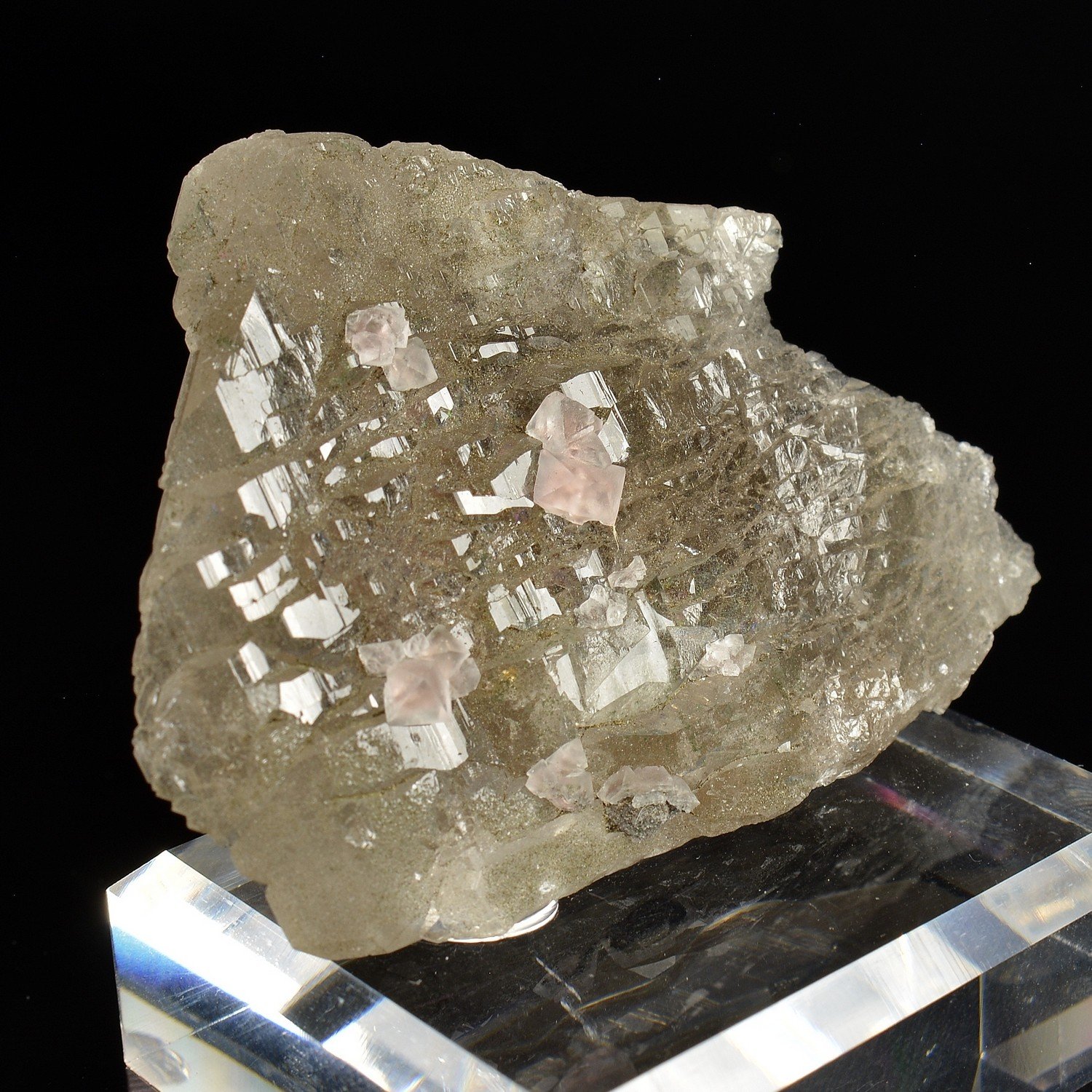 Pink Fluorite on Quartz - Aiguille du Moine, Haute-Savoie, France Pink Fluorite on Quartz - Aiguille du Moine, Haute-Savoie, France