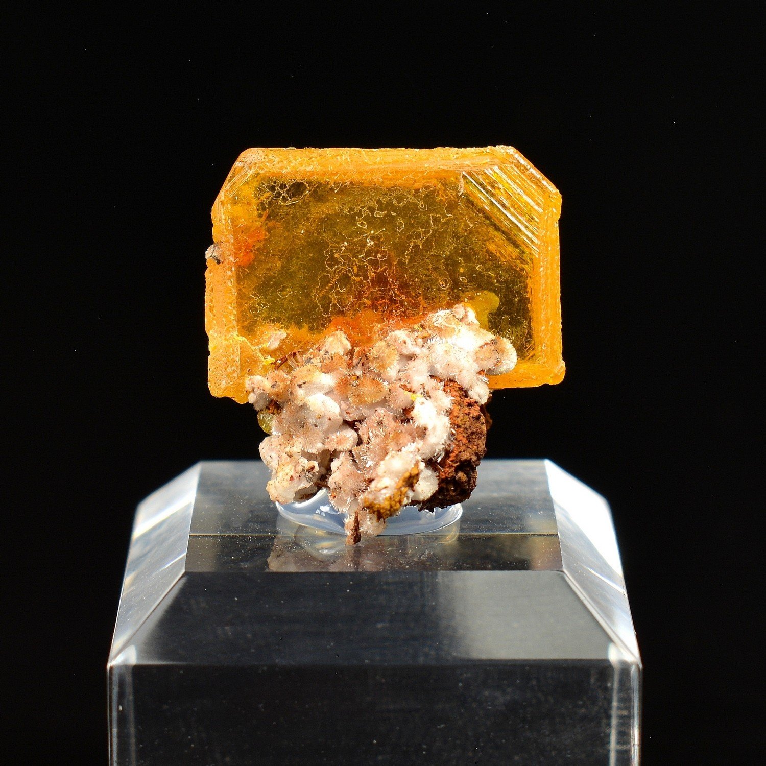 Wulfenite and Hydrozincite - Erupcion Mine, Los Lamentos, Mexico