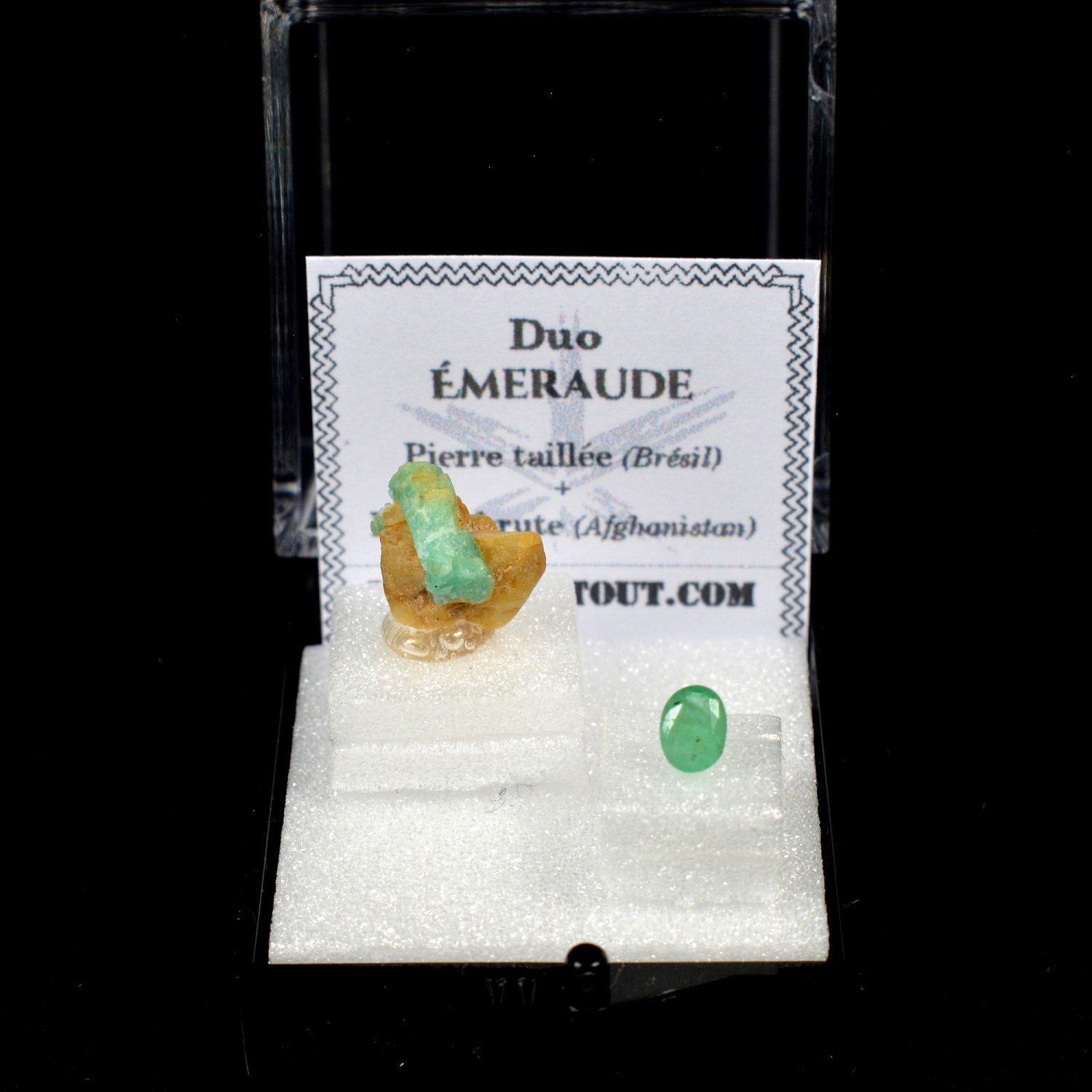 EMERAUDE - DUO pierre taillée et pierre cristallisée