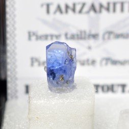 TANZANITE – DUO: natural crystal and cut gemstone