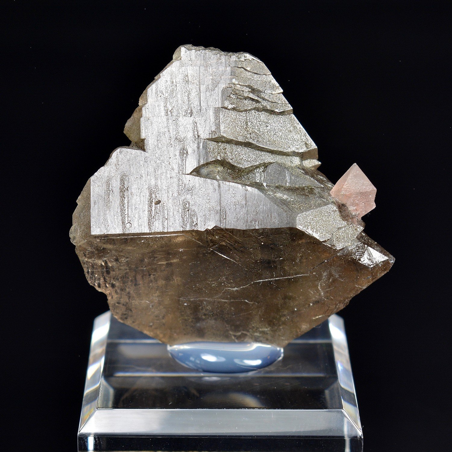 Pink Fluorite on Quartz - Aiguille du Moine, Haute-Savoie, France