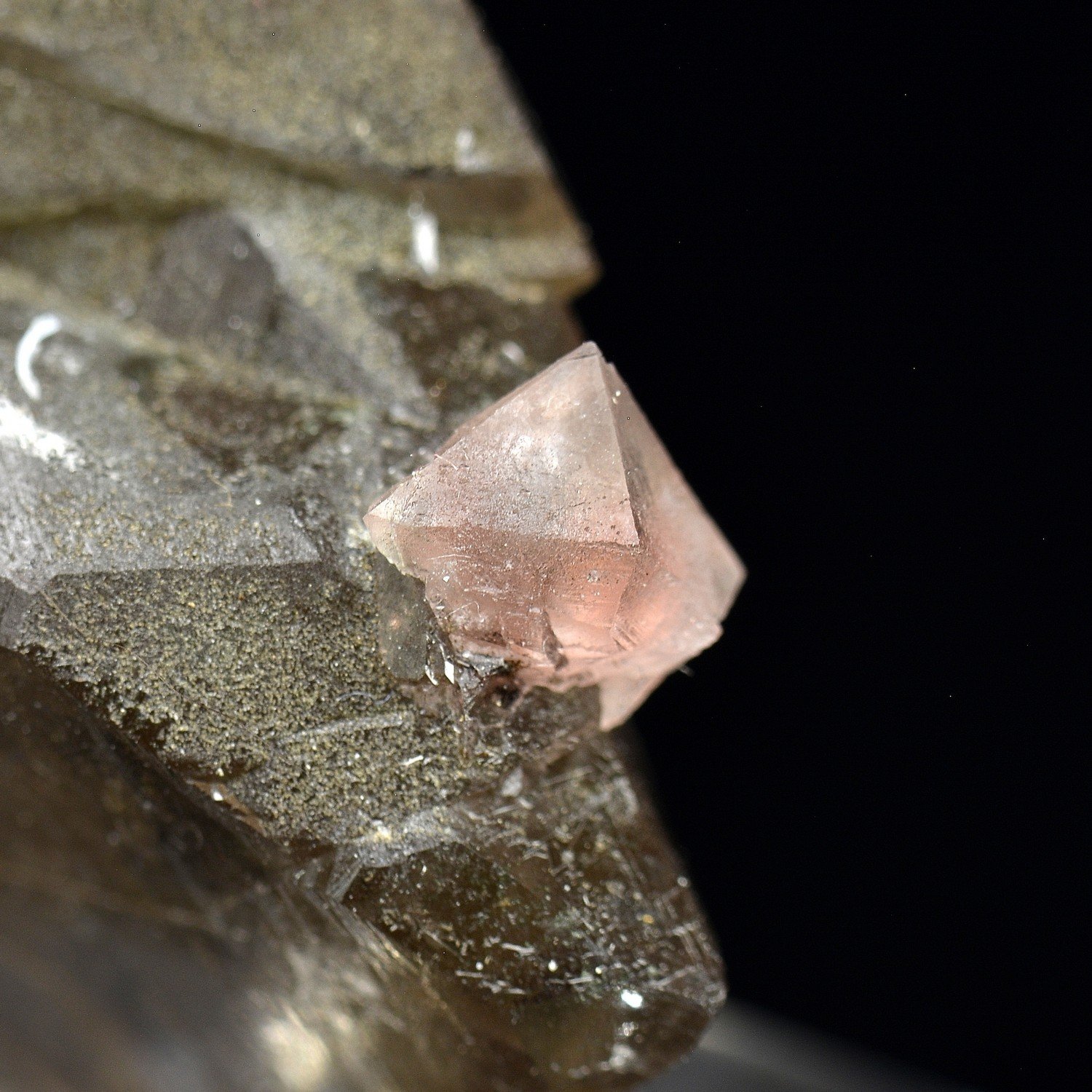 Pink Fluorite on Quartz - Aiguille du Moine, Haute-Savoie, France