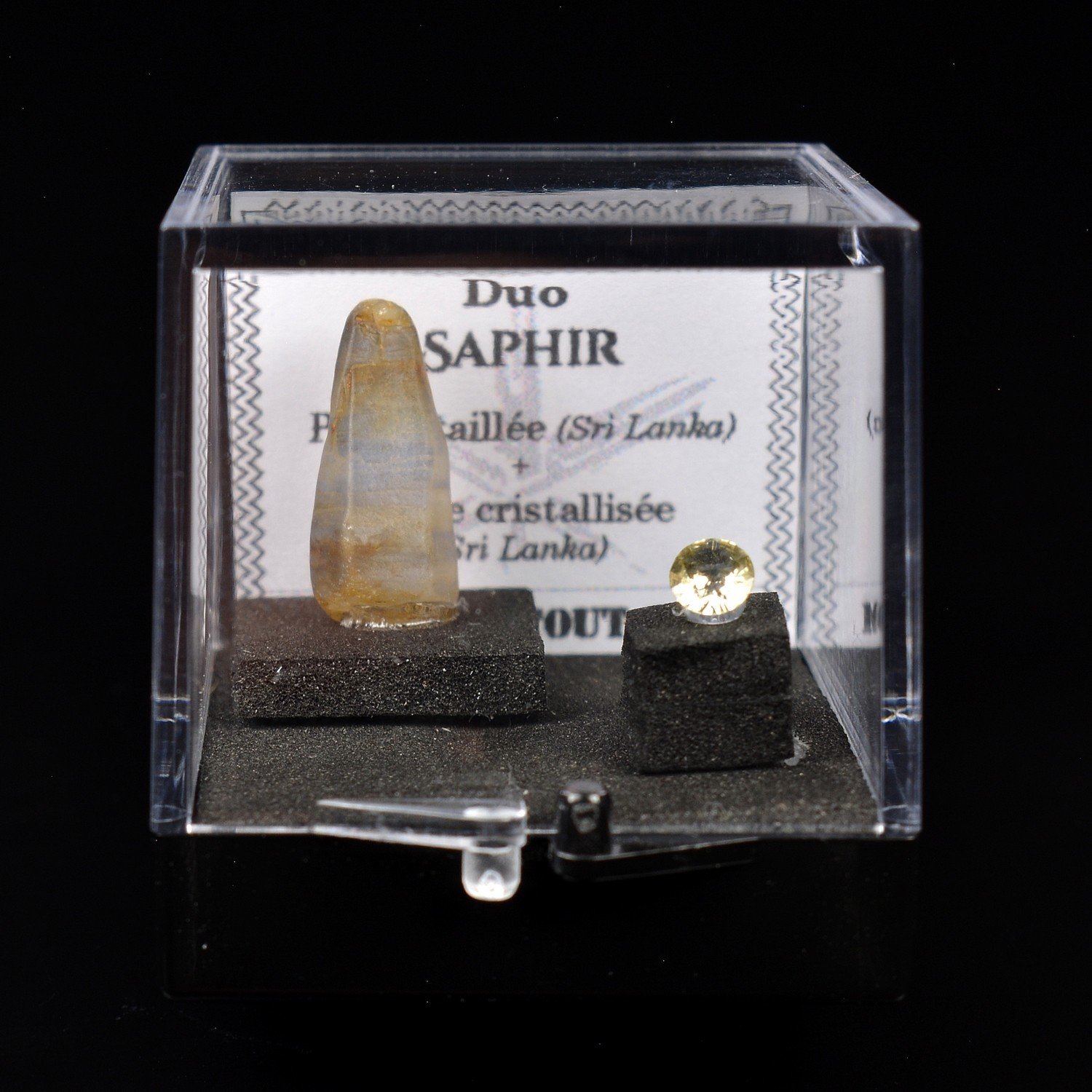 Sapphire from Sri Lanka – DUO Natural Crystal and Cut Gemstone