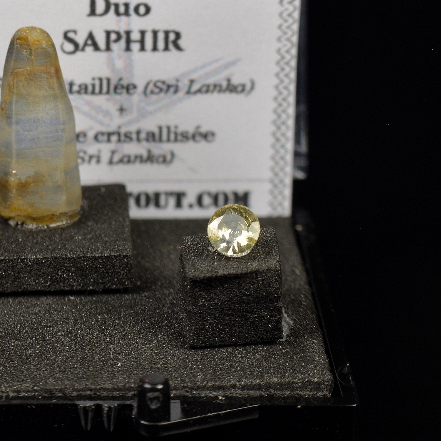 Sapphire from Sri Lanka – DUO Natural Crystal and Cut Gemstone