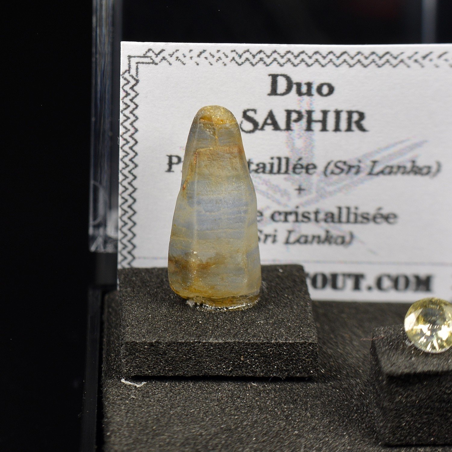 Saphir du Sri Lanka – DUO cristal naturel et gemme taillée