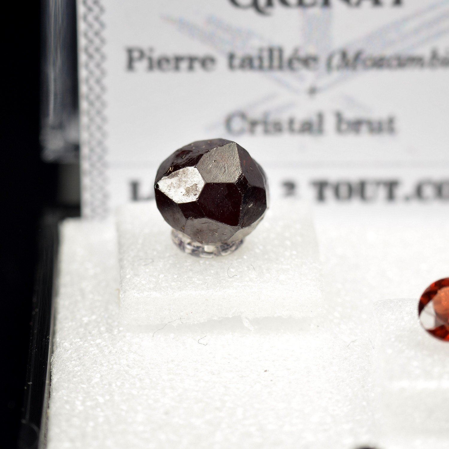 Grenat – DUO cristal naturel et gemme taillée Grenat – DUO cristal naturel et gemme taillée