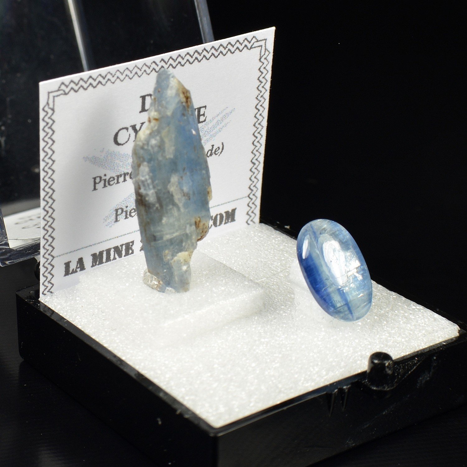 Blue Cyanite – DUO Natural Crystal and Cabochon