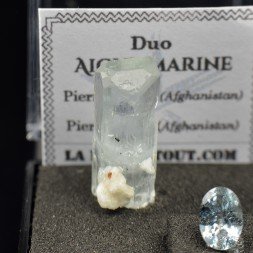 Aigue-marine – DUO cristal naturel et pierre taillée