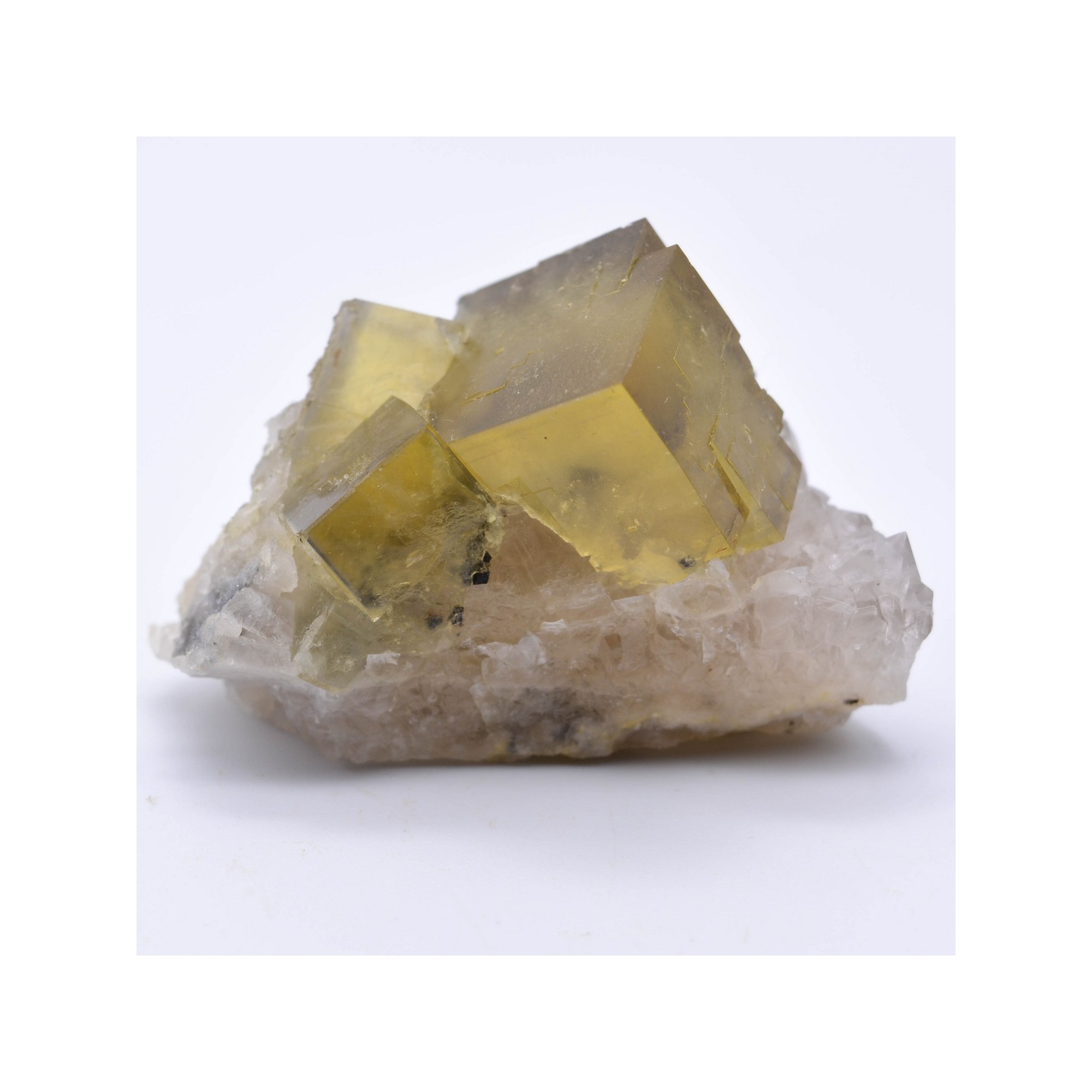 Fluorite jaune sur quartz - Marsanges, Langeac, Haute-Loire, France