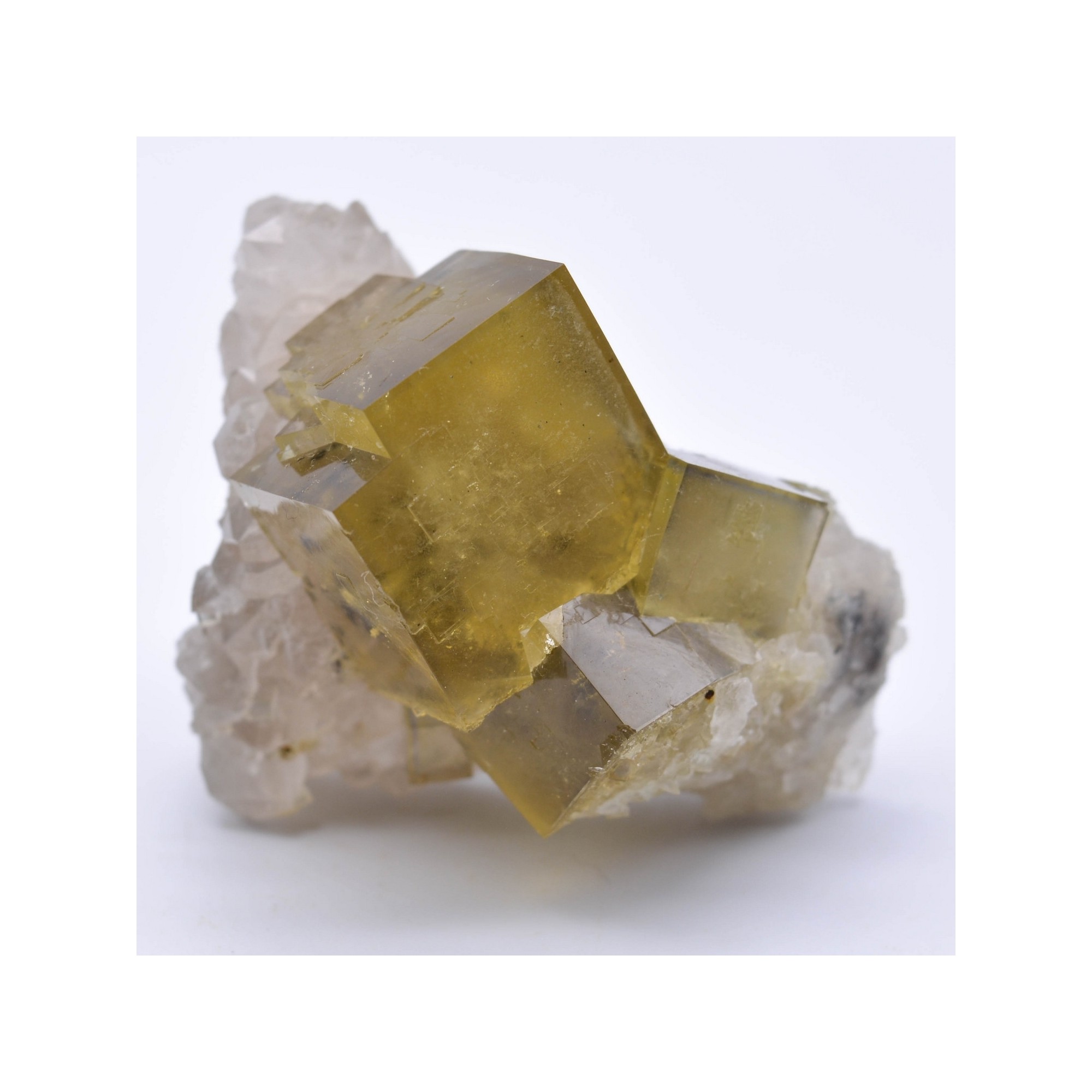 Fluorite jaune sur quartz - Marsanges, Langeac, Haute-Loire, France