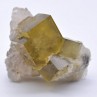 Fluorite jaune sur quartz - Marsanges, Langeac, Haute-Loire, France