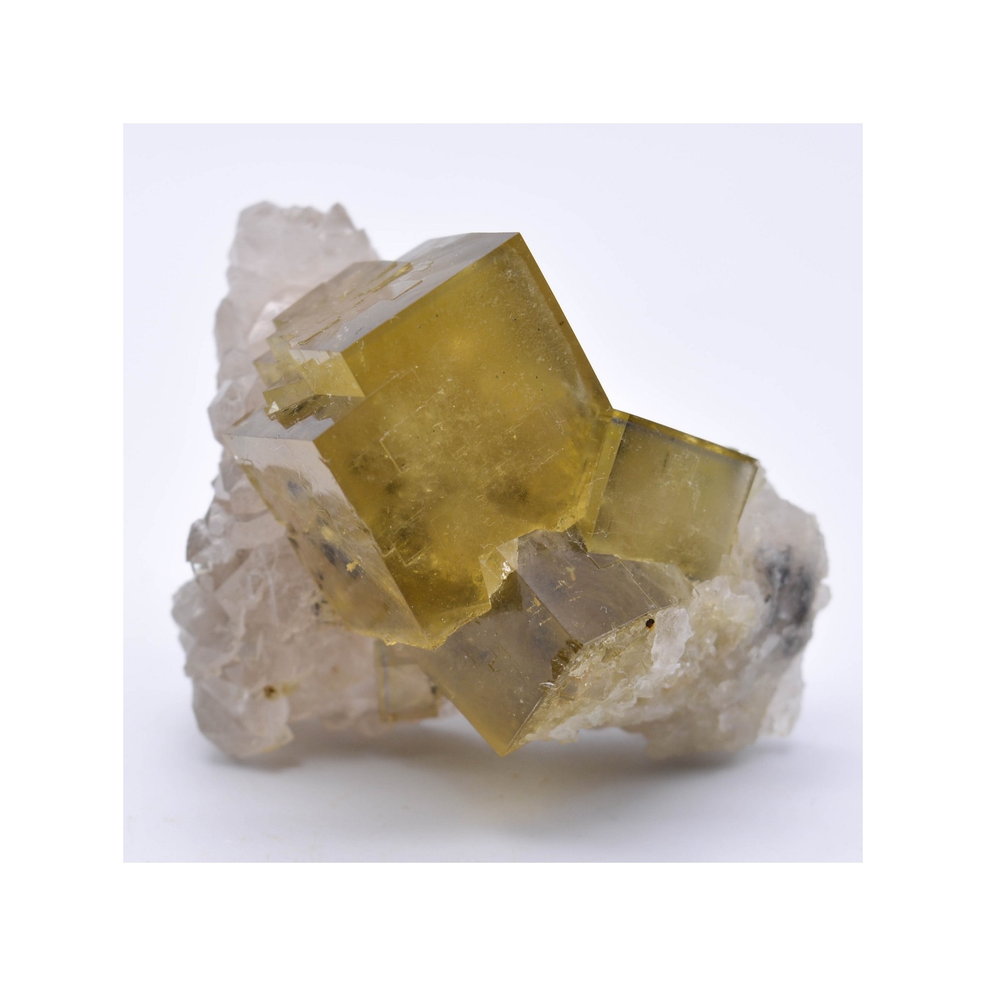 Fluorite jaune sur quartz - Marsanges, Langeac, Haute-Loire, France