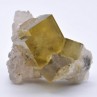 Fluorite jaune sur quartz - Marsanges, Langeac, Haute-Loire, France