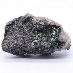 Torbernite on morion quartz - Entraygues, Aveyron, France