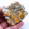 Scheelite on muscovite - Xuebaoding Mts, Pingwu, Sichuan Prov., China