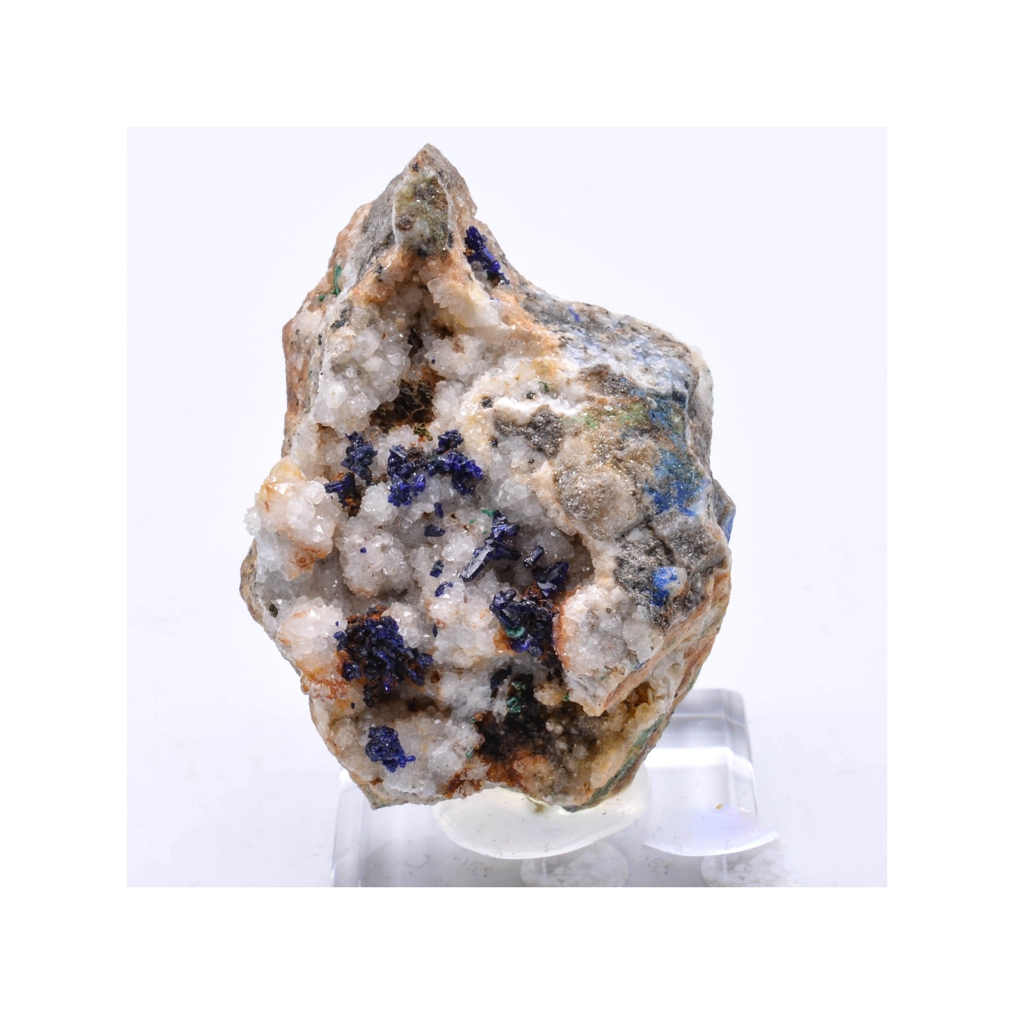 Azurite sur quartz - Mas-Dieu, Gard, France