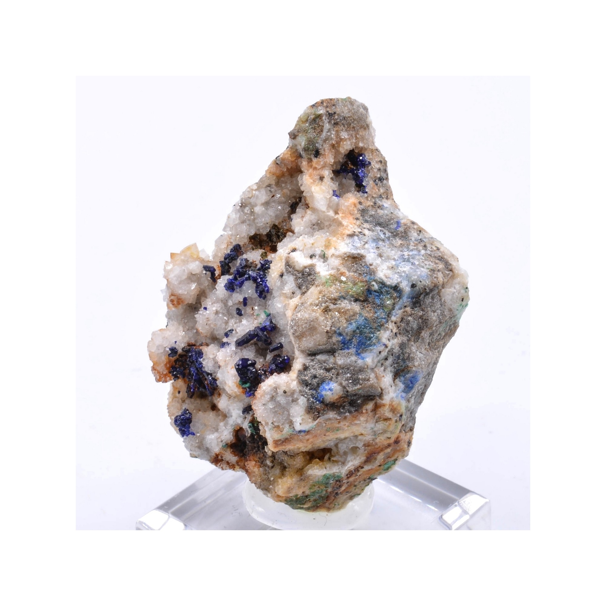 Azurite on quartz - Mas-Dieu, Gard, France