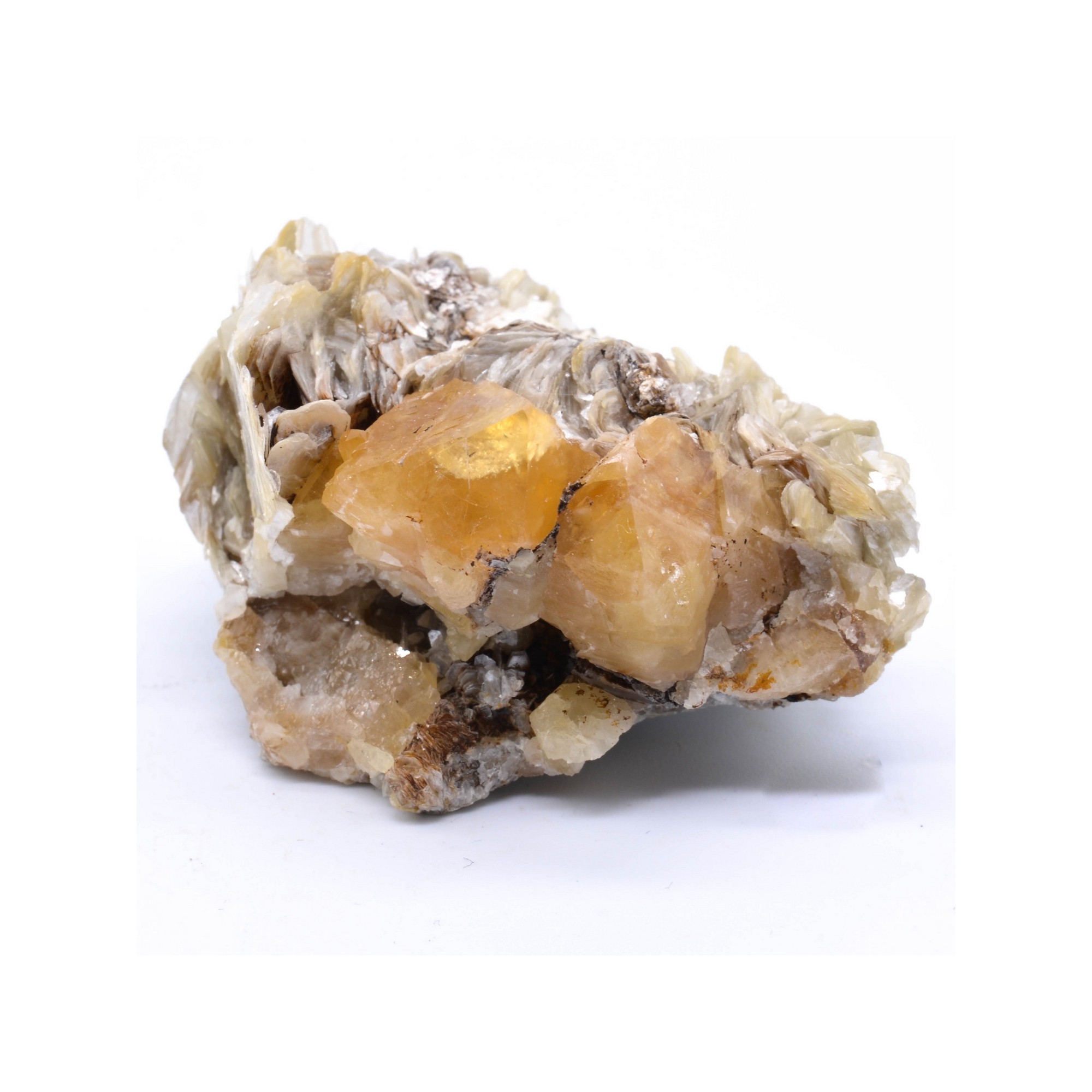 Scheelite sur muscovite - Monts Xuebaoding, Pingwu, Province du Sichuan, Chine