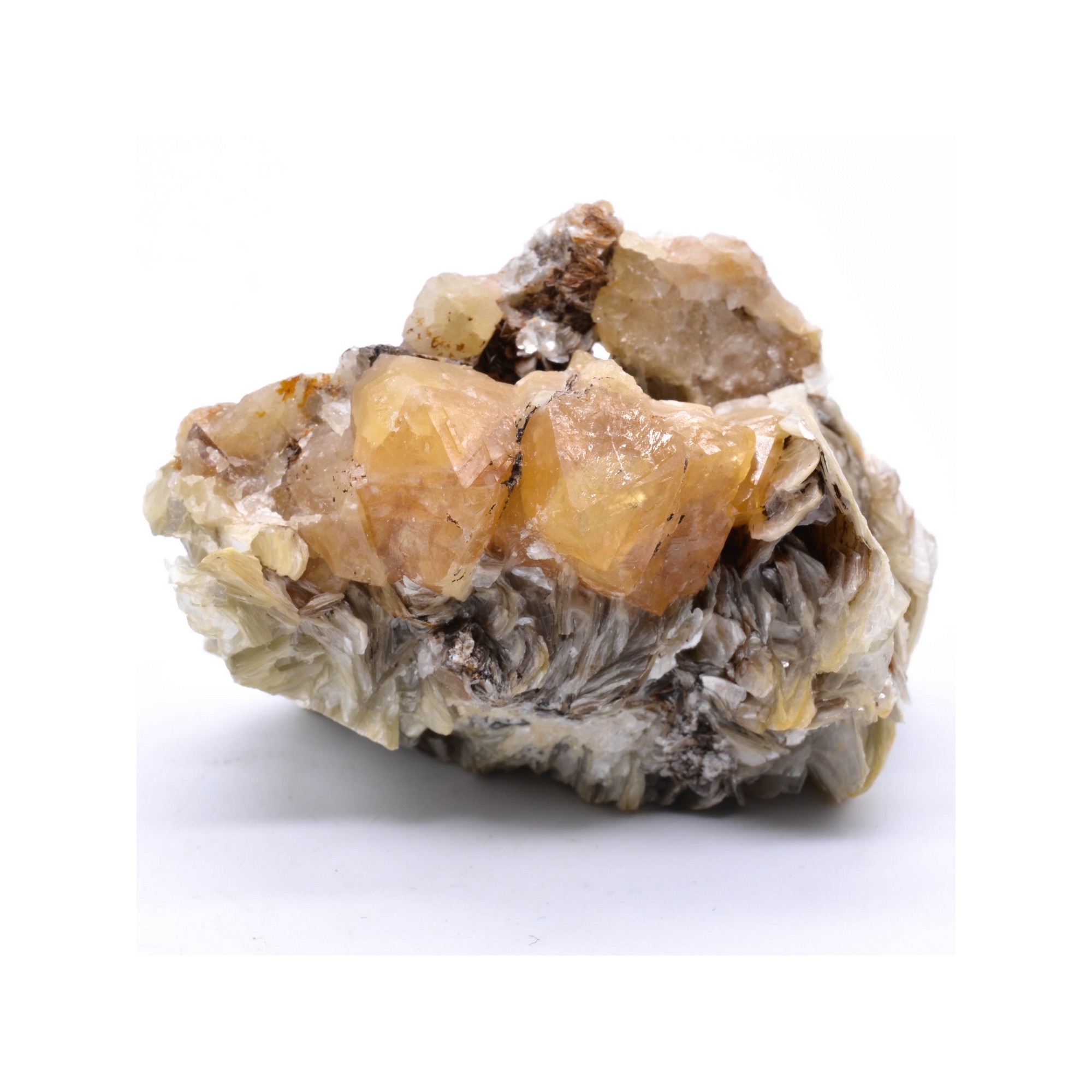 Scheelite sur muscovite - Monts Xuebaoding, Pingwu, Province du Sichuan, Chine