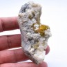 Scheelite and calcite on muscovite - Xuebaoding Mts, Pingwu, Sichuan Prov., China