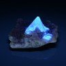 Scheelite and calcite on muscovite - Xuebaoding Mts, Pingwu, Sichuan Prov., China