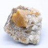 Scheelite and calcite on muscovite - Xuebaoding Mts, Pingwu, Sichuan Prov., China