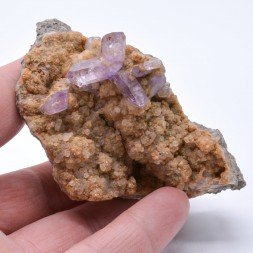 Améthyste sur calcite - Carrière Capurru, Osilo, Sardaigne, Italie