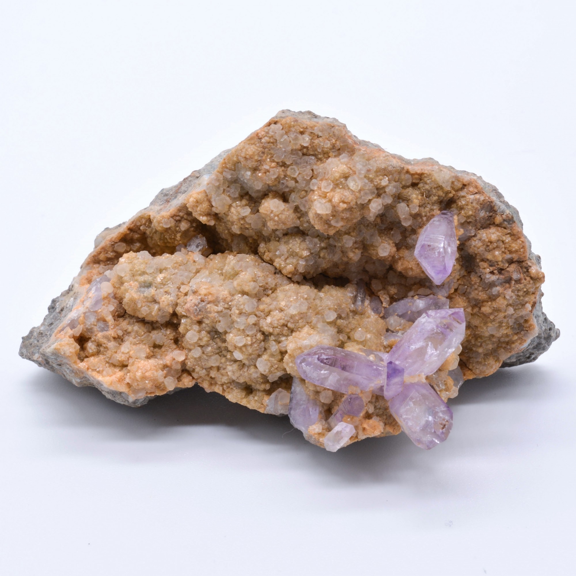 Amethyst on calcite - Capurru quarry, Osilo, Sardinia, Italy