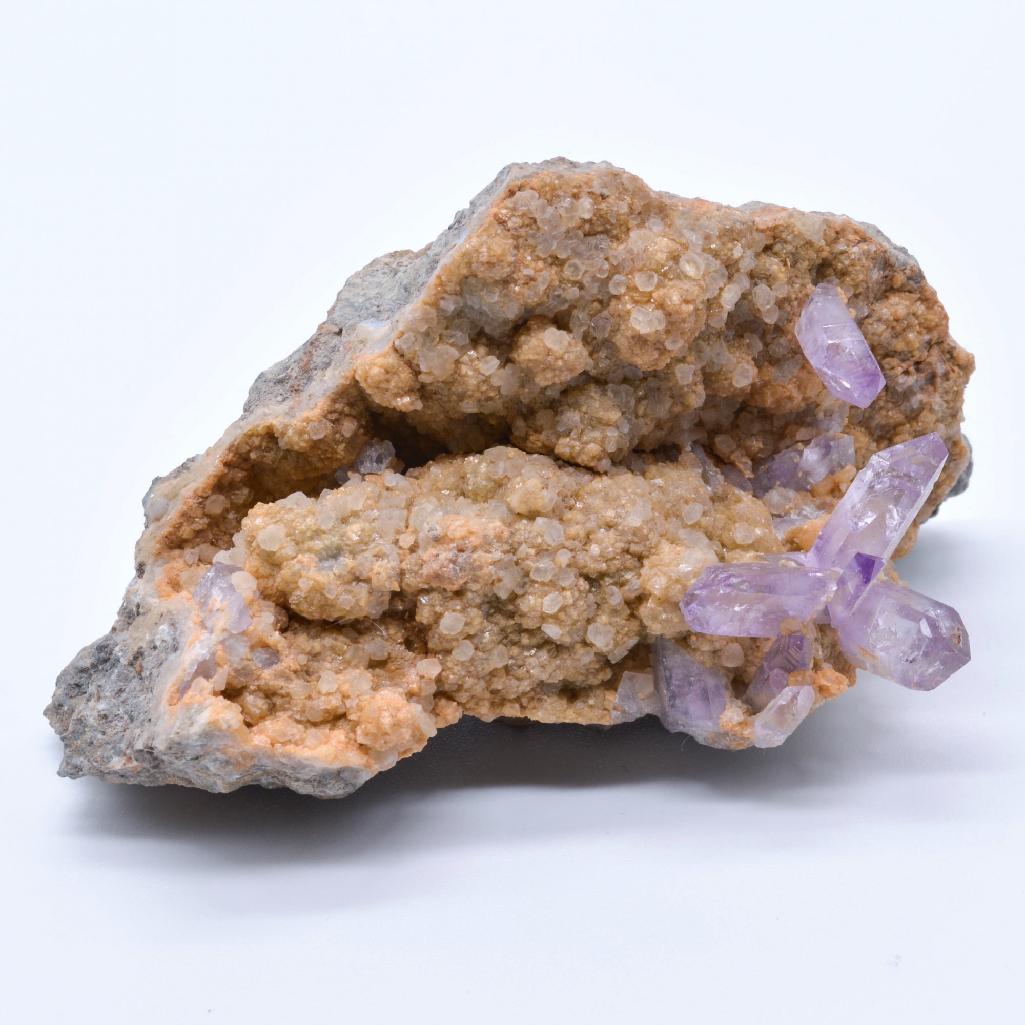 Amethyst on calcite - Capurru quarry, Osilo, Sardinia, Italy