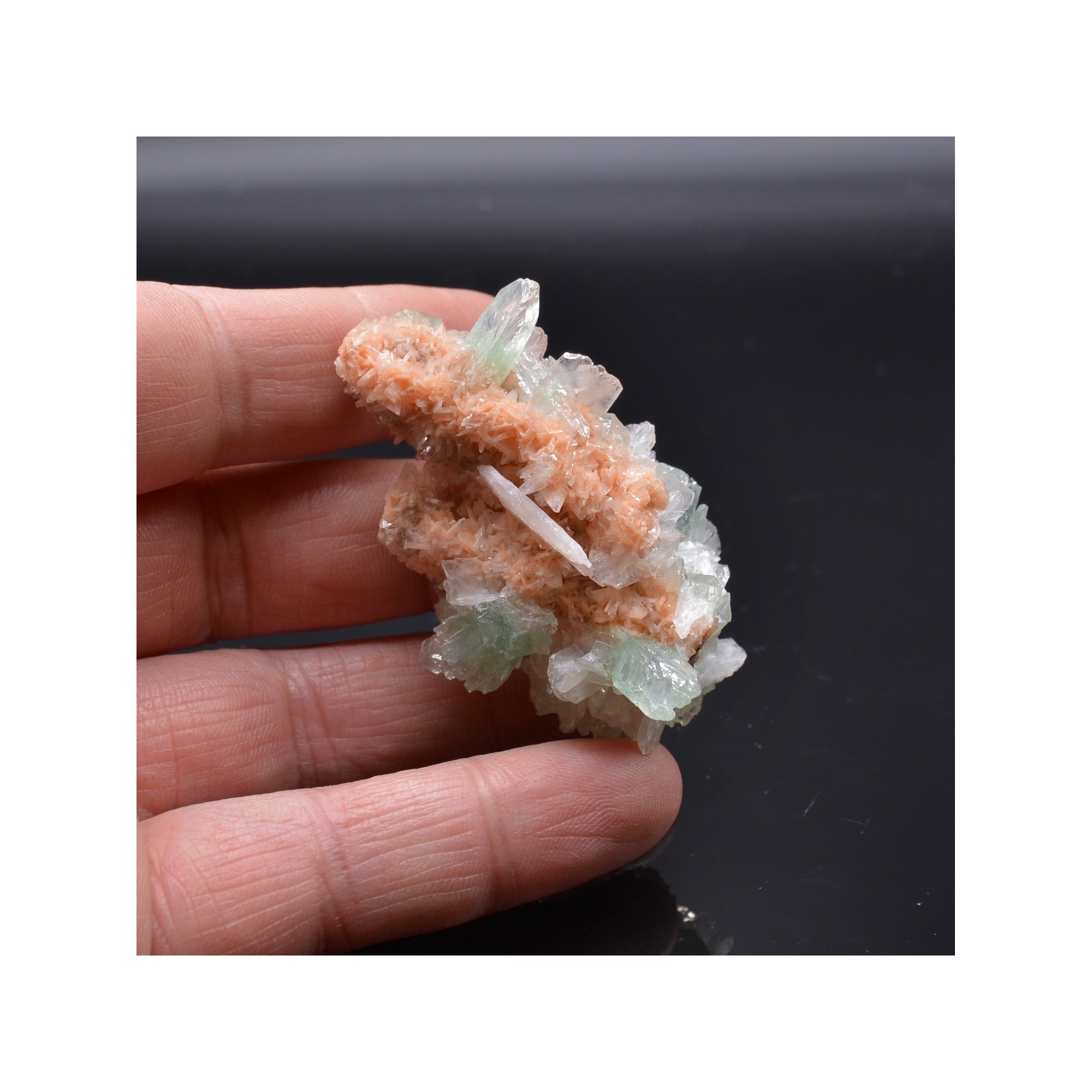 Stilbite, apophyllite verte et heulandite - Nashik, Maharashtra, Inde