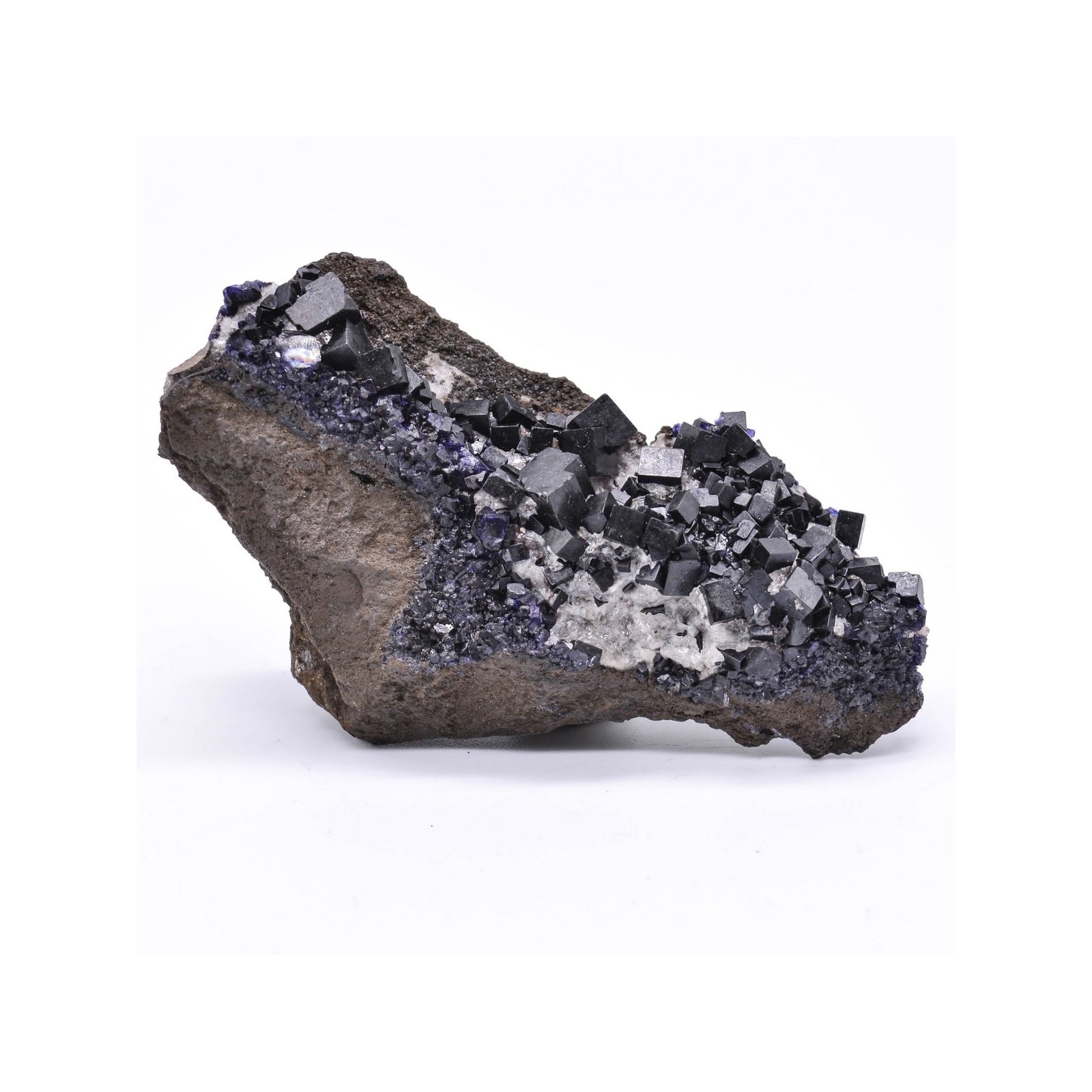 Fluorite antozonite, calcite - Ojuela mine, Mapimi, Durango, Mexico